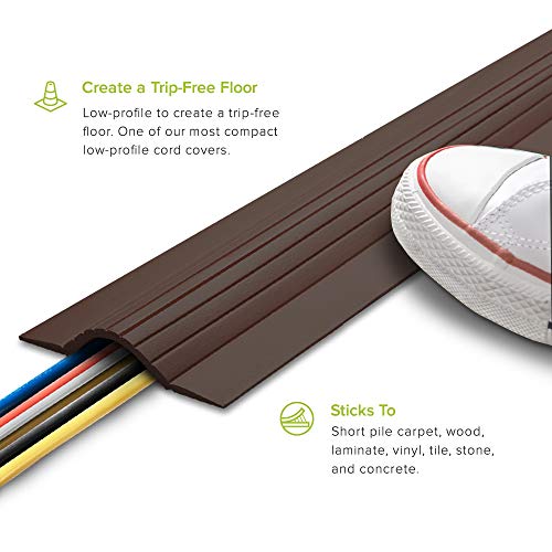 UT Wire 10FT Cable Blanket High Capacity Low Profile Cord Cover and Wire Protector - Brown