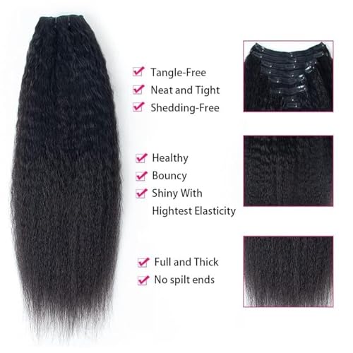 Extensiones de pelo natural clip recto rizado yaki de cabello humano brasileño remy 3