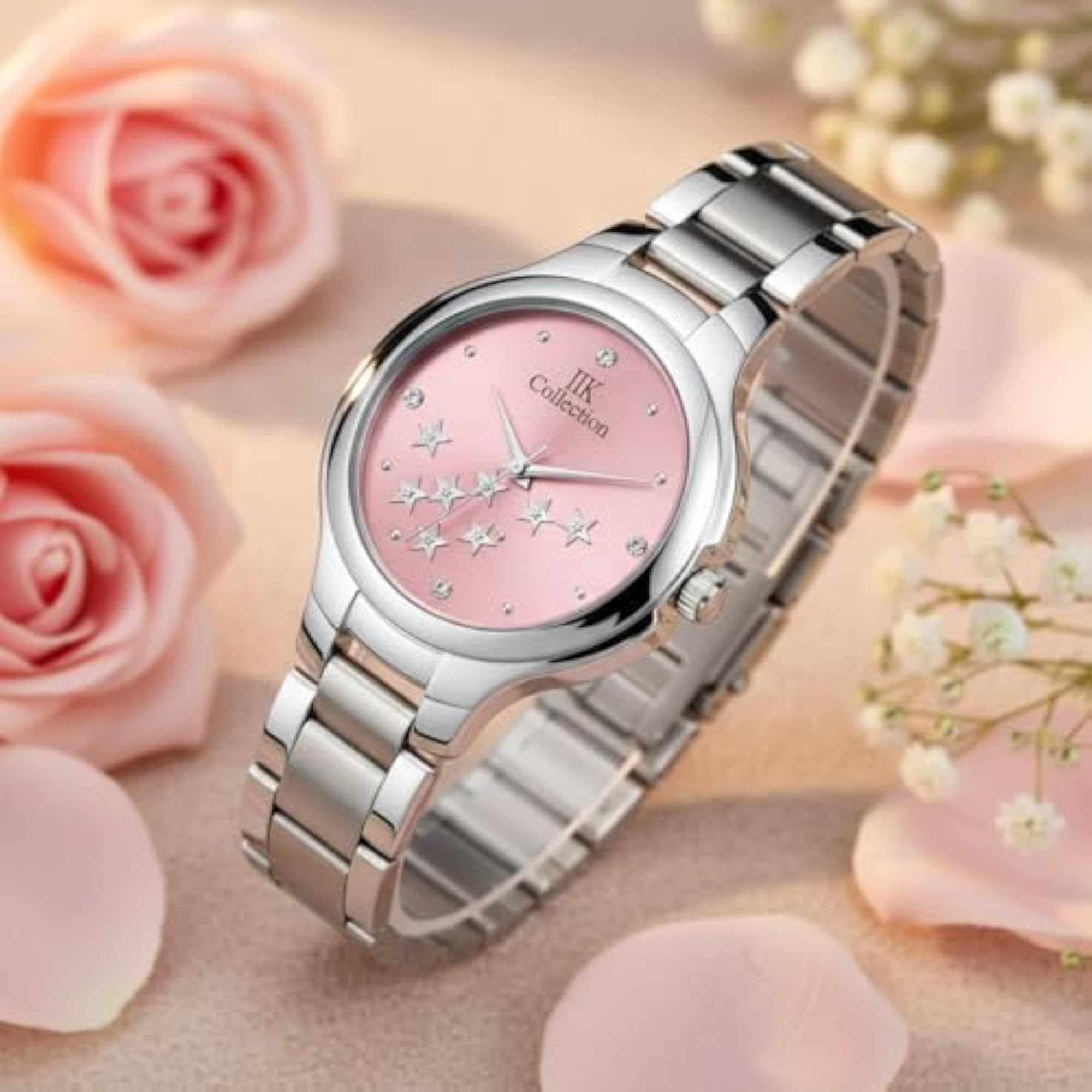 Women's Round Studded Dial Analog Quartz Watch
