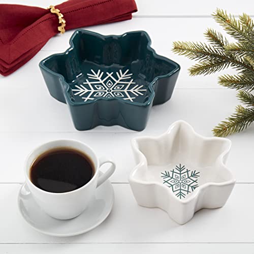 Ttu TTU-D4077-ECM Tabletops Gallery 2 Piece Winter Forest Christmas Holidays Ceramic Snowflake Bowls Set cover