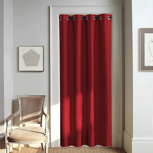 NICETOWN Door Curtain for Closet Doors 80 Inches Long 1 Panel, Blackout Doorway Curtain for Open Closet Bedroom, Room Divider Living Room for Privacy (Burgundy Red, 1 Panel, 46W x 80L)