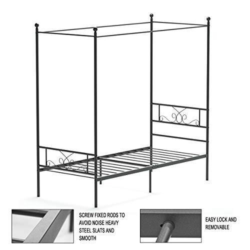 Weehom TYPP01 Queen Canopy Bed Frame With Headboard And Footboard, 4 Posters Metal Bed Frame thumb #5