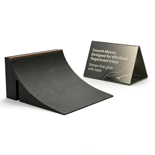 Alasum Skate amp, Plastic Fingerboard Skate Park Accessories, Quarter Pipe Ramp for Hand Skateboard and Mini Boards, Black, 5.51x5.51x2.75 Inches