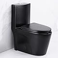 One Piece Toilet, Elongated One-Piece Toilet for Bathrooms, Dual Power Flush Toilet 1.1/1.6 GPF and MAP 900g, Soft Close, Durable Ceramic, Easy-to-Clean Surface (Black)