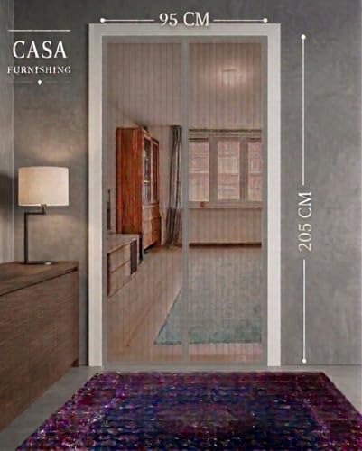 Image of Magnetic Mesh Door Curtain | Automatic Self-Closing Screen for Mosquito, Fly & Insect Protection | Grey Color | 95 x 205 cm