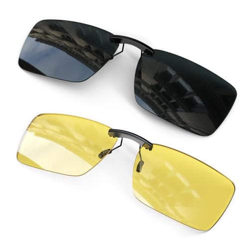 ANYLUV Clip on Polarized Night Vision Sunglasses: Night Vision Driving Sunglasses Non-Flip Up Glasses for Men Women