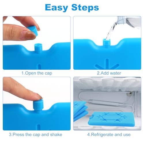 Pack of 4 Ice Packs Cool Bag, Ice Packs with 200 ml each, Small Cool Bag, Ultra Thin Cooling Element, Cold Pack Cooling Pads, Long Cooling Suitable for Travel and Camping, to Keep Food, Drinks Cold