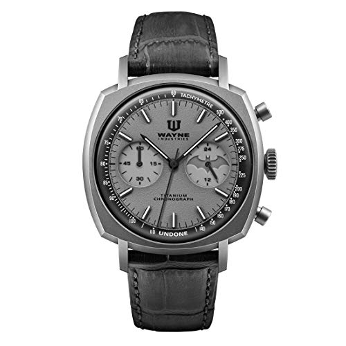 Undone Batman Dark Knight Chronographe Mécanique Hybride Quartz Titane Gris Cuir Montre Homme