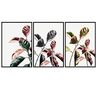 3 Piece Framed Canvas Wall Art Colorful Tropical Leaves Canvas Prints Home Artwork Decoration for Living Room,Bedroom - 16