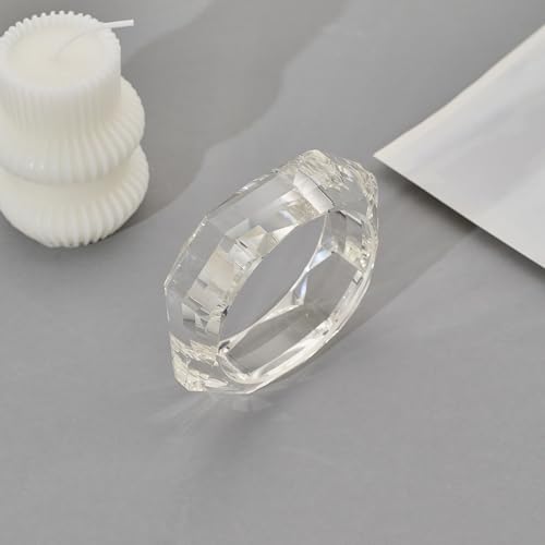 Trendy Acrylic Resin Bangle Bracelet for Women Chunky Transparent Acetate Mottled Plate Bangle Bracelet Statement Jewelry4