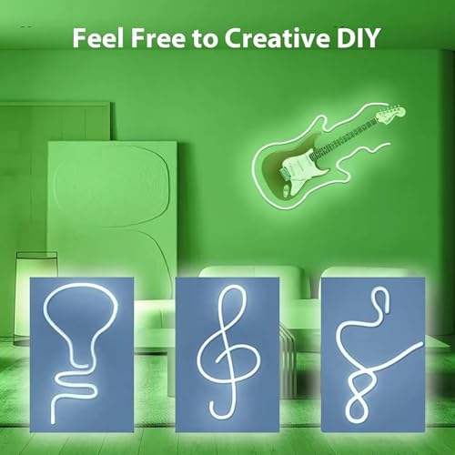 Image of 16.4 Feet LED Neon Strip Lights, with 12V Adapter, Waterproof IP65, Silicone Flexible Rope Light for Home Decor | Led Strip Lights | Neon Lights | DIY | (Green)