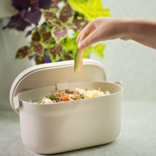 Miniatura 8 de Urbalive Cubo De Basura Orgánica De Cocina 4l Con Tapa Pequeño Compostador De Diseño Apto Lavavajillas Cubo Basura Pequeño Fabricado Con Posos De Café, Incluye Bolsas Biodegradables