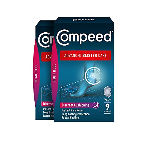 Compeed Advanced Blister Care 9 Count High Heel (2 Packs), Hydrocolloid Bandages, Heel Blister Patches, Blister on Foot, Blister Prevention & Treatment Help, Waterproof Cushions