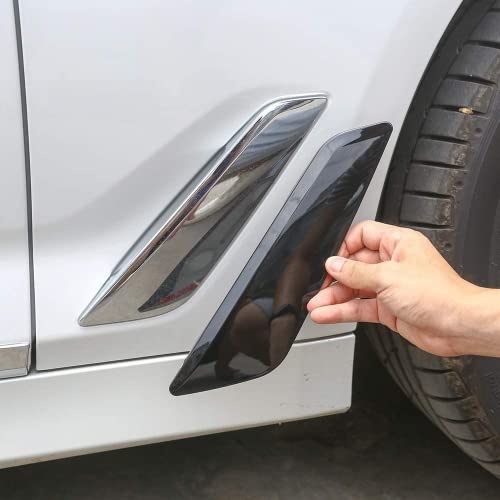 for BMW 5 Series G30 2017 2018 2019 2020 ABS Chrome Side Wing Air Vent Hood Intake Fender Cover Trim Accessories (Gloss Black)