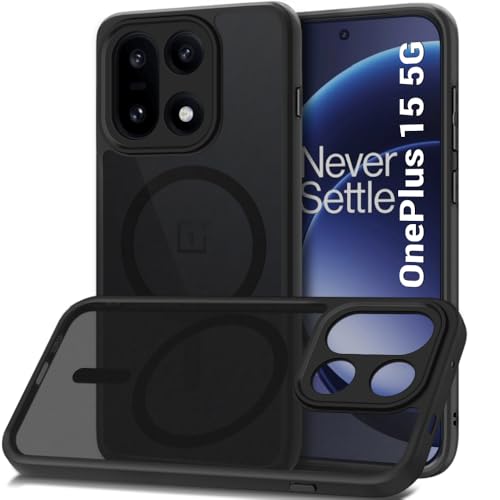 TheGiftKart Hybrid Shockproof Back Cover Case for OnePlus 15 5G | Camera Protection Module | Hard Back Cover for OnePlus 15 5G (PC & TPU, MagSafe Compatible, Translucent Smoke Matte Back, Black Sides)