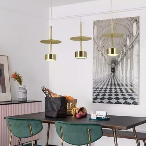 Modern Pendant Lighting Industrial Hanging Light Brushed Brass Finished Dome Shades Glass Lampshade Light Fixture