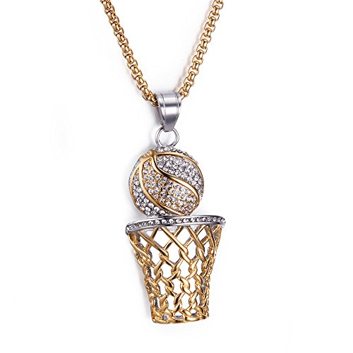 SINLEO Iced-Out Diamond Mini Basketball Rim Pendant