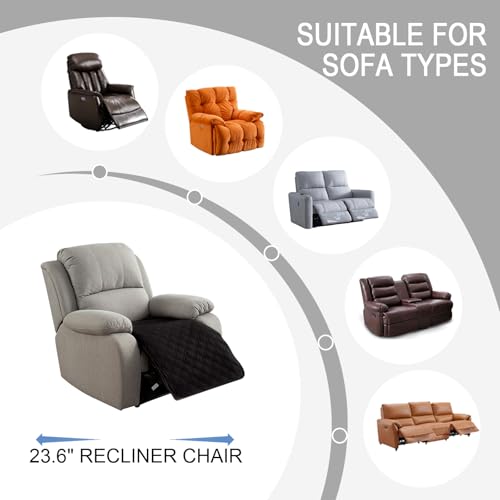 Image of Genina Waterproof Recliner Chair Covers, Recliner Cover for Dog Pets Friendly, Washable Antislip Reclining Chair Cover Furniture Protector, Sofa Slipcover for Living Room(23.6inch /Black)