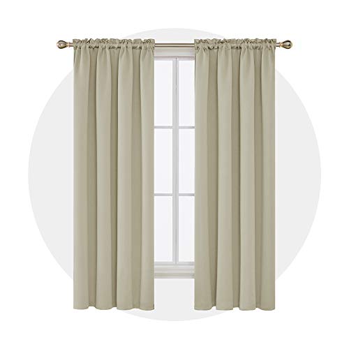 Deconovo Tenda Oscurante per Interni 160 CM Altezza, Termica Isolante con Anelli per Camera da Letto Moderna 1 Pannello, 132x160 CM, Beige Chiaro