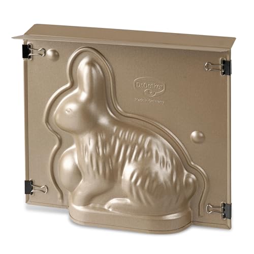 Dr. Oetker Moule à pâtisserie en forme de lapin Capacité de remplissage 600 ml Or Revêtement antiadhésif Motif de cuisson : lapin de Pâques