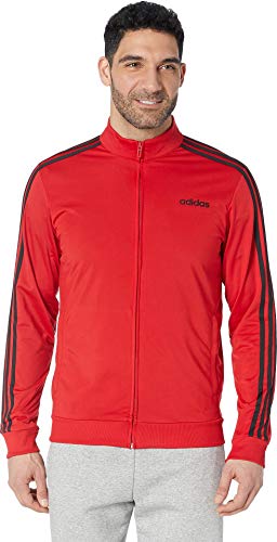adidas Men's Essentials 3-stripes Tricot Track Jacket, Scarlet, Medium