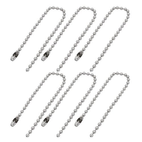Aexit 6pcs 304 Lighting fixtures and controls Stainless Steel Clasp Ball Chain Keychain Silver Tone 2.4mm Dia 12cm Length