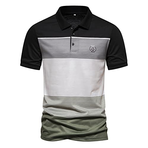 Polo rayé homme manches courtes t-shirt col mode décontracté travail