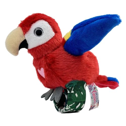 Happy Yappers Red Parrot Interactive Plush Bird - Talking Toy with Wing Flapping, Repeating Toy that Mimics Words & Sings - USB Rechargeable for Kids Play & Sensory Fun
