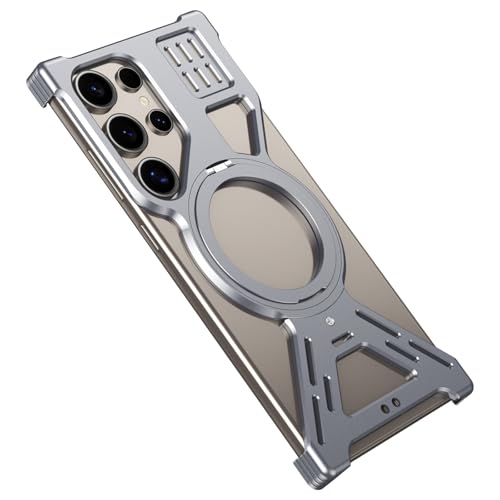Coque Samsung S26 Ultra gris avec support métallique de bureau