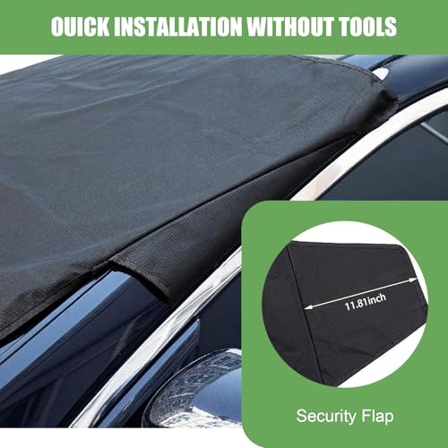 Image of 1 PC Car Front Windshield Snow Cover, 75 inch x 62.25 inch x 42.25 inch 600D Oxford Cloth Windshield Side Mirror Anti-Frost Freeze Cover, Outdoor Protective Device, Suitable for Most Cars (Black)