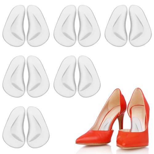 Madholly 6 Pairs Gel Arch Support Shoe Insert for Flat Feet, Transparent Adhesive Stick On Arch Support Pad for Women and Men