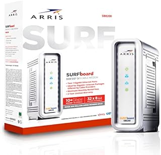 ARRIS SURFboard SB8200 DOCSIS 3.1 Gigabit Cable Modem | Approved for Cox, Xfinity, Spectrum & others | White , Max Internet Speed Plan 1000 Mbps
