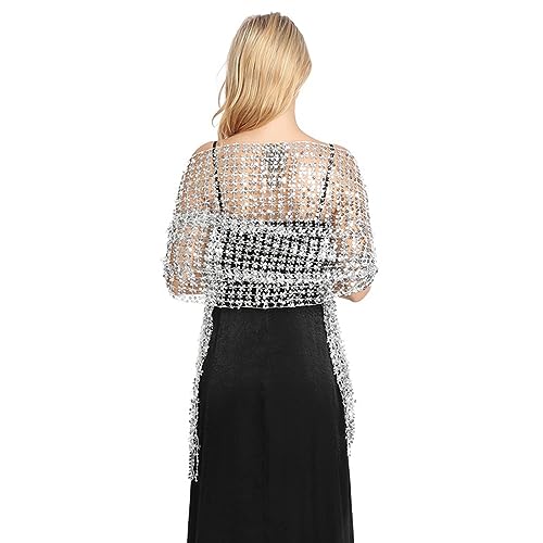 Delicate Tassels Trim Shawl for Ladies r Lightweight Shawls Wedding Party Anti-uv Scarf with Shinning Sequins Gold3