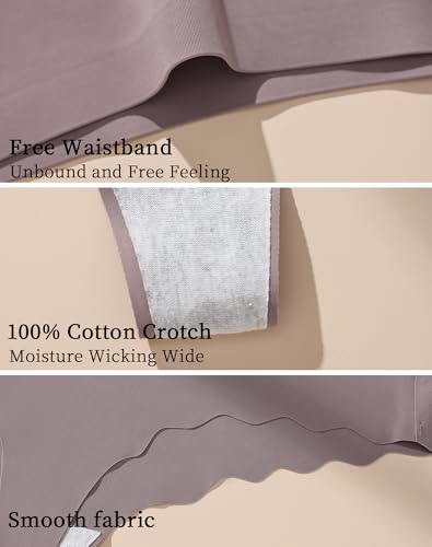 6 Pack Womens Plus Size Seamless Thongs, Breathable Stretch No Show Underwear, Sexy Invisible Wave Edge Panties4