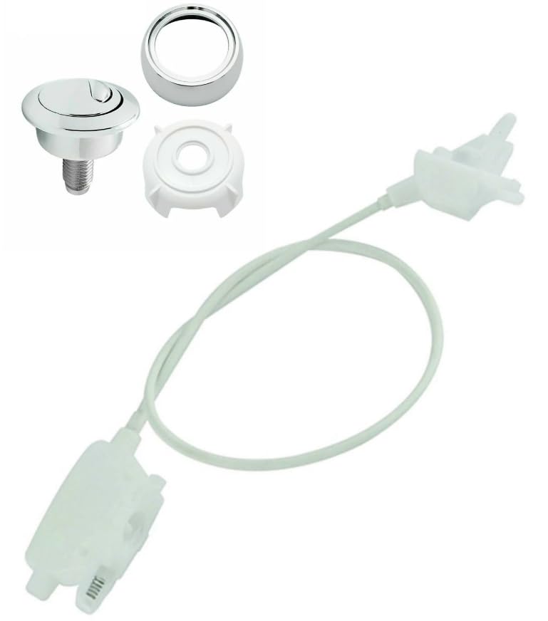 Taps2Traps - Replacement Chrome Toilet Dual Flush Button & 470mm Optima 50 Long Wire Flush Valve Cable Fits Siamp Cable Operated Flush Valves