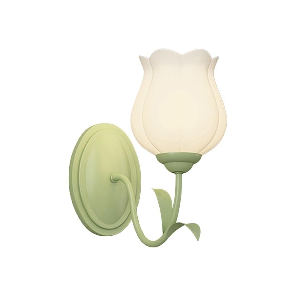 TONFON Flower-Shaped Candlestick Wall Sconce Green Metal Wall Lamp Modern Minimalist Lighting Wall Mounted Lamp for Bedroom Bedside Living Room Study Room Corridor Entryway Restaurant