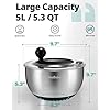 Stainless Steel Salad Spinner with Storage Lid, 5.3 Qt, BPA-Free, 4-in-1 Multi-Functional Lettuce Spinner, Fruit & Vegetable Washer, Easy Clean, Stop Button, Non-Slip Base