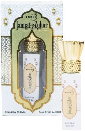 Roohi Fragrances Jannat E Zuhur Attar Roll-On 8ML – Non Alcoholic Luxury Ittar with Saffron, Rose, Jasmine & Amber – Long Lasting Spicy Floral Oriental Fragrance for Men & Women (Pack of 1)