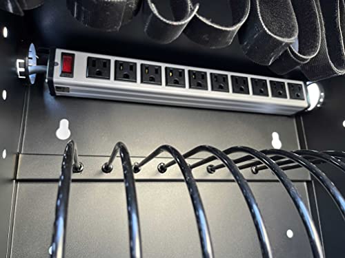 Workington 10-Device Wall Mounted Portable School Charging Cart Station For Chromebook, Tablet And Laptop Computer With Power Strip Included 1002 Black #TOP6