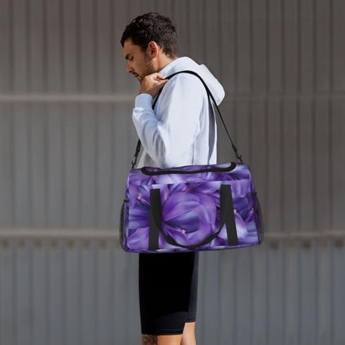 Sac de week-end imprimé fleurs de lys violettes motif chic