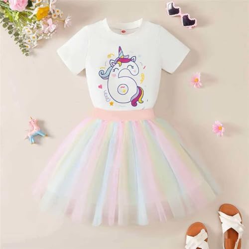 Image of 6th Birthday Outfit for Girls 6 Year Old Six Sixth Shirt Skirt Birthday Outfit