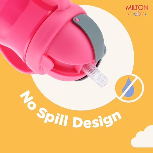 Image of Milton Baby Flexible Straw Sipper Bottle | 360 Drinking with No-Spill Weighted Straw | BPA-Free, Food-Grade Material | Microwave & Sterilizer Safe I Sipper water bottle for kids 12+ Month, 270 ml,Pink