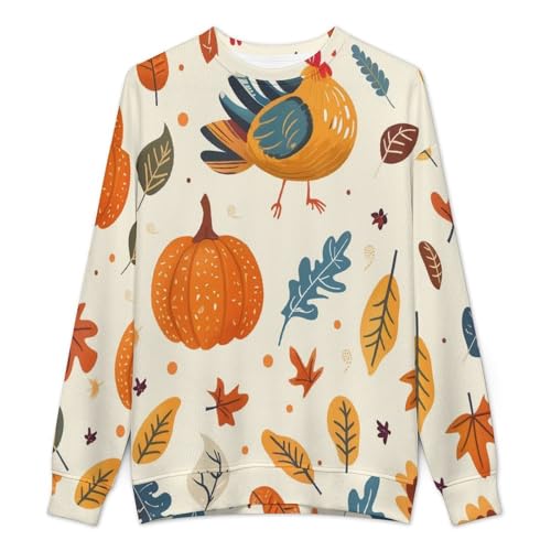 MoBlinko Cute Turkey Pumpkin Mens Sweater Crewneck Sweater 3XL Lightweight Sweaters for Men Long Sleeve Pullover2