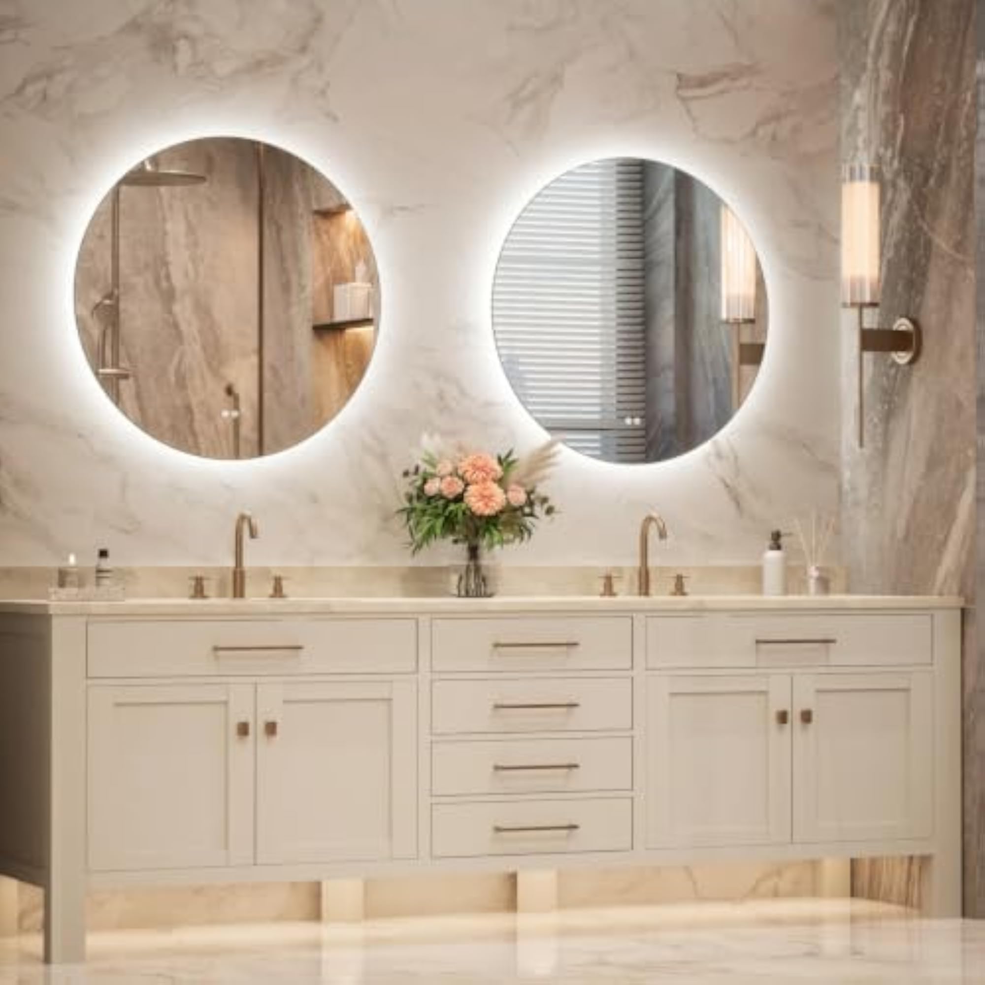 Round LED Backlit Bathroom Mirror with Anti-Fog Technology
