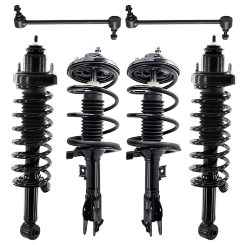 Image of Detroit Axle - 6pc Struts Suspension Kit for 2008 2009 2010 Mitsubishi Lancer [GTS] 4 Front Rear Struts with Coil Spring Assembly 2 Front Sway Bar End Links Replacement