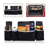 Trobo Car Trunk Organizer, 4 Pocket Collapsible Backseat Car Organizer And Storage, Multipurpose Auto Space Saving Cargo Hanging Storage Bag With 3 Separate Lids, Travel Accessories, Adjustable Strap