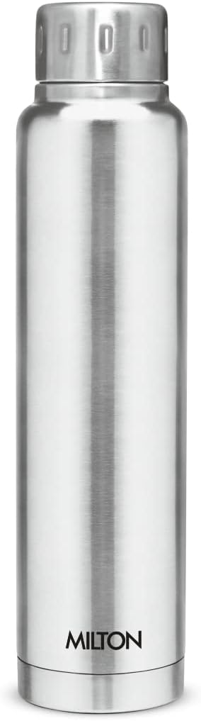 MILTON Thermos Insulated Water Bottle 25 oz (750 ml) Stainless Steel Double walled vacuum flask for 24 Hours Hot and Cold Drinks, Leak Proof for Travel, Office, Gym, Elfin 750 Silver