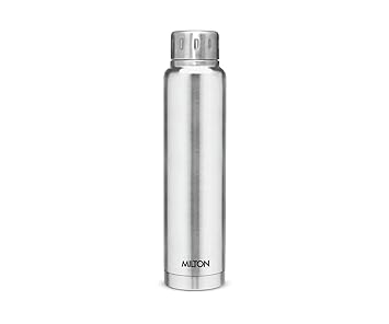 Milton Elfin Thermosteel 750 ml Water Bottle, 24 Hr Hot and Cold I Leak Proof Lid, ISI Certified I Vacuum Insulated I for Office, Gym, School I Silver - image, photos