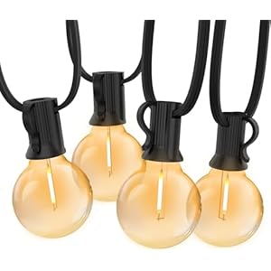 30M G40 Lichtsnoer Buiten, Bomcosy Binnen LED festoen verlichting Lichtslingers mit 50+2 E12 Lampen, IP45 Waterdicht Fairy Lights voor Tuin, Patio, Bomen, Tuin, Home Party Decoratie, Warm Wit 2700K