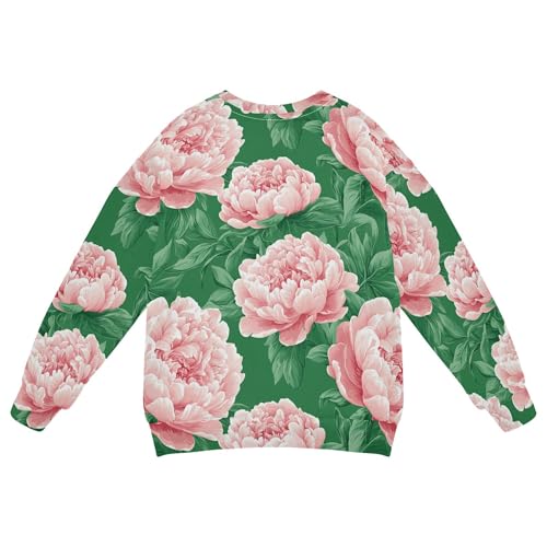 JUNZAN Cute Peonies Green Little Kids Pullover Hoodie Fleece Fall Tops Shirts Sports 4T2